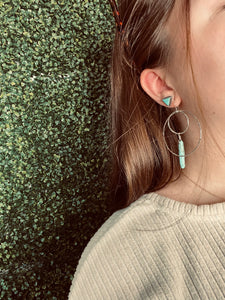 Double Sterling Hoop with Turquoise