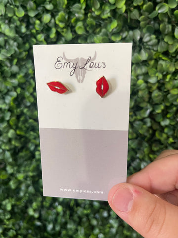 Red Lip Studs