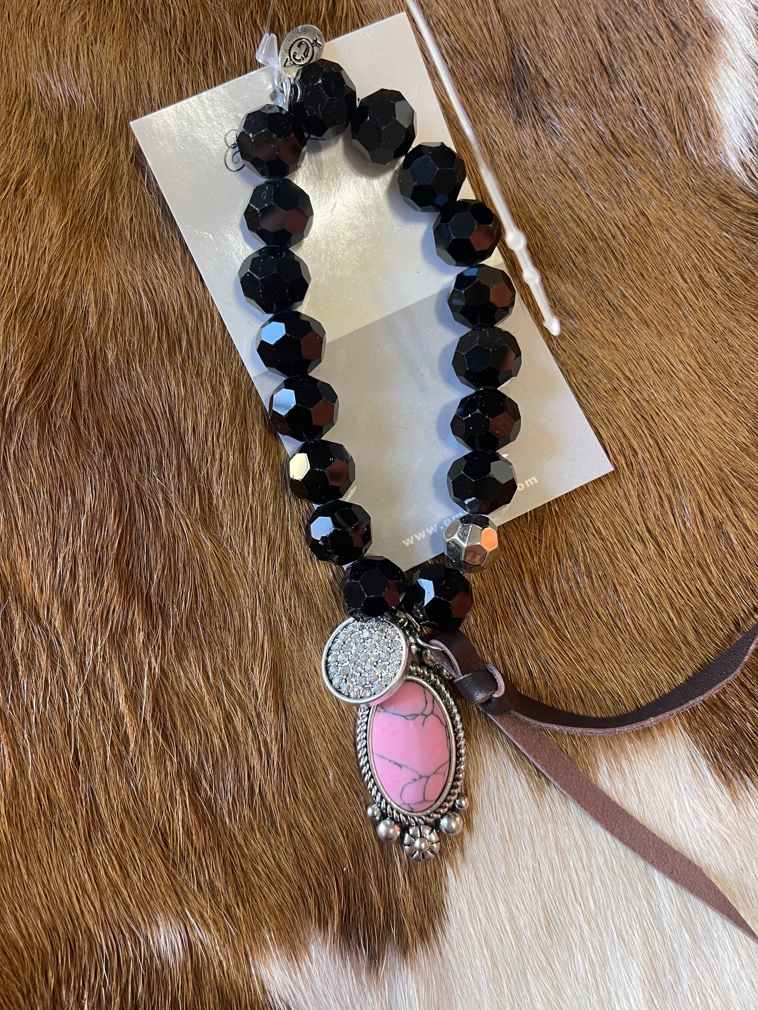 Black and Pink Stone Bracelet