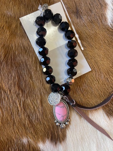 Black and Pink Stone Bracelet