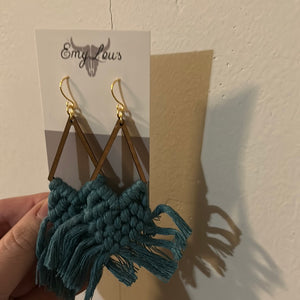 Dusty Blue Macrame Earrings