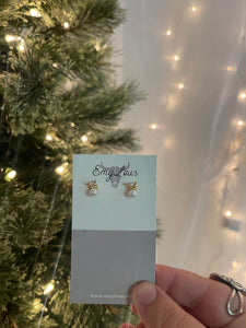Gold Antler Pearl Studs