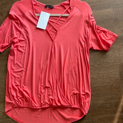 Coral Cross Top