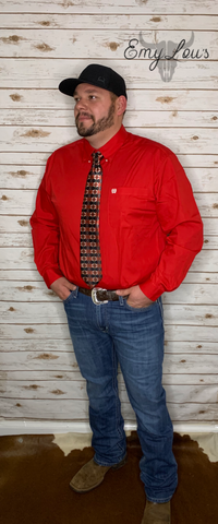 Cinch Men's LS Red Button Up