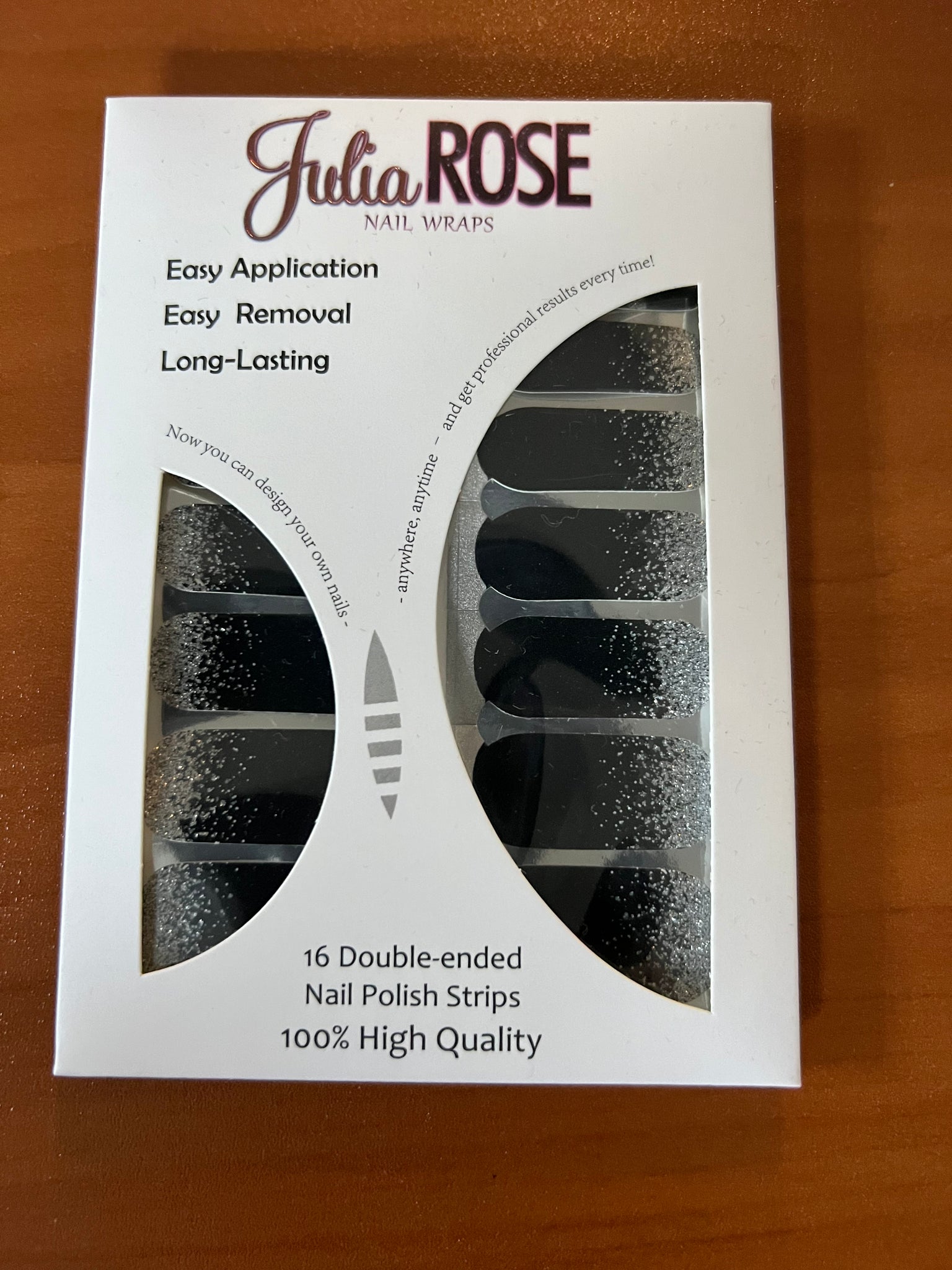 Julia Rose Nail Strips - Midnight Silver