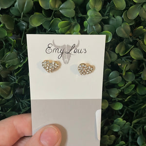 Simply Southern Gold Diamond Studded Heart Stud