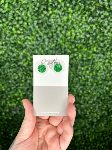 Emerald Green Druzy Stud