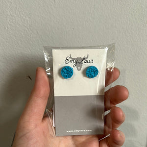 Sea Blue Druzy Stud