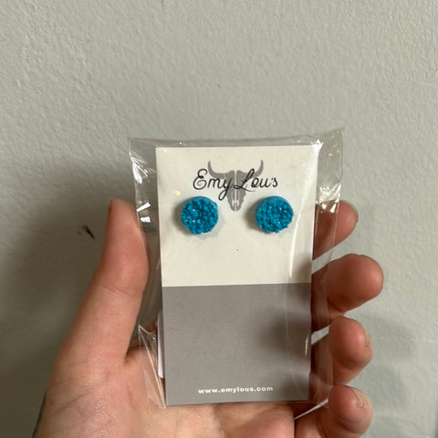 Sea Blue Druzy Stud
