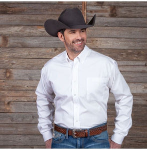Cinch Men's LS White Button Up