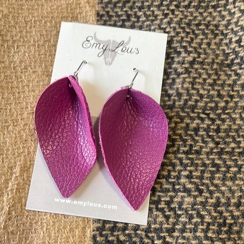 Purple Leather Cutout Dangles