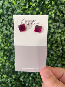 Pink Square Studs