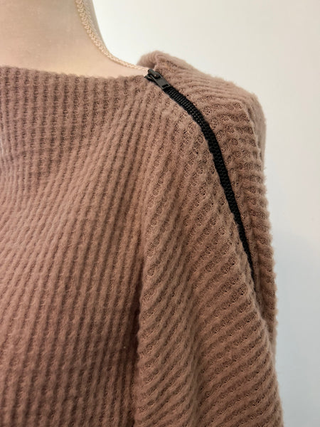Taupe Waffle Zip Top