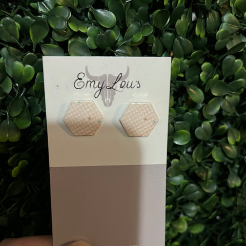 Honey Comb Hexagon Stud