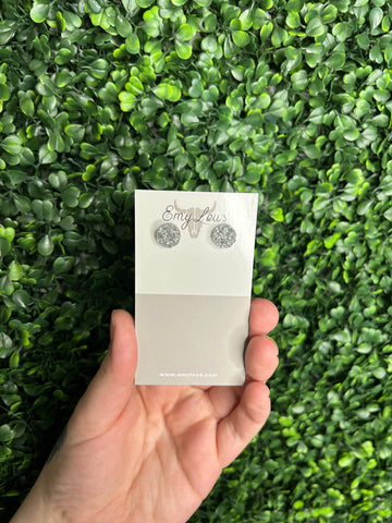 Small Sparkly Silver Druzy Stud