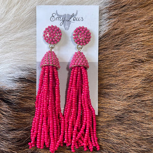Beaded Gold and Magenta Dangles