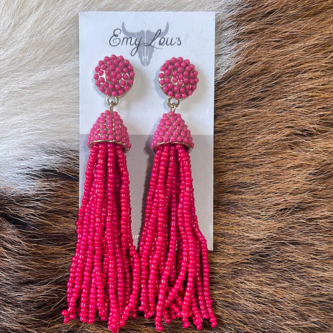 Beaded Gold and Magenta Dangles
