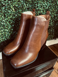 Cognac Wedge Booties