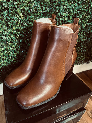 Cognac Wedge Booties