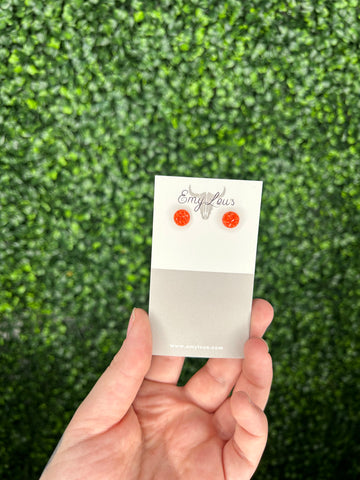 Mini Orange Druzy Stud