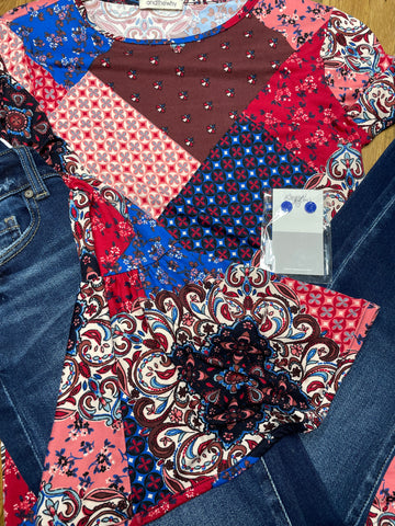 Blair Bell Sleeve Patchwork Top
