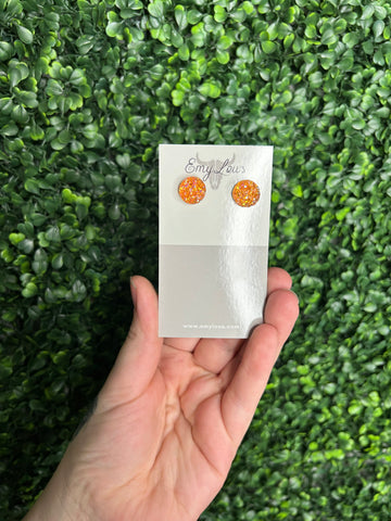 Clear Sparkly Amber Druzy Stud